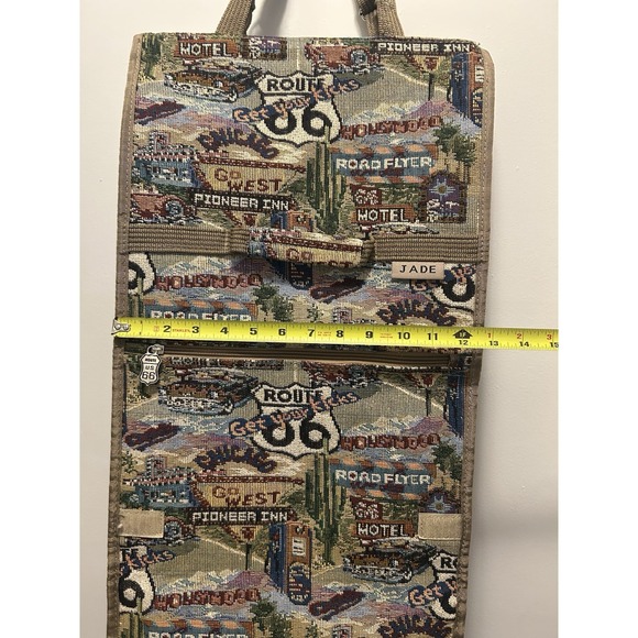Jade Tapestry Route 66 Vintage Shopping Travel Tote Bag With Wheels - Picture 11 of 11